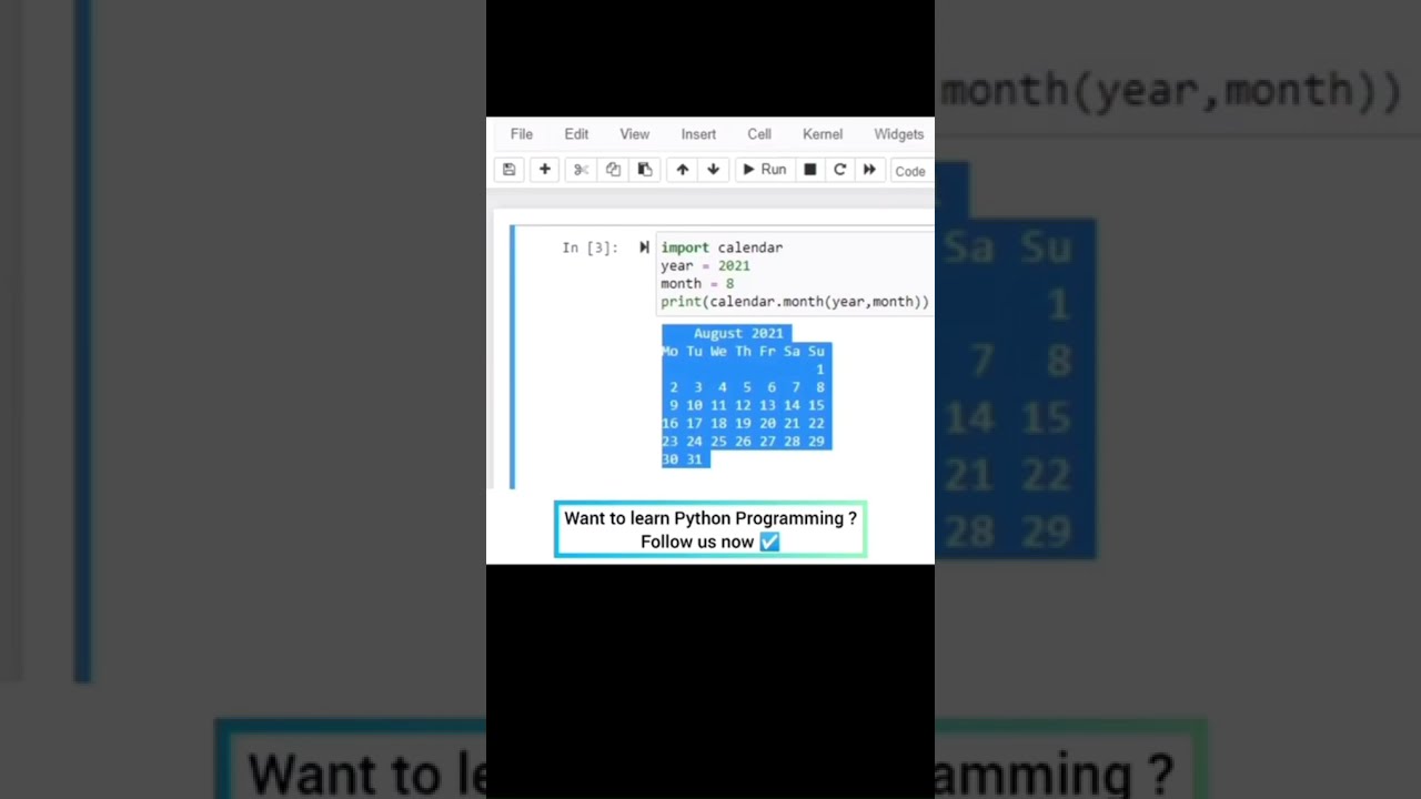 Python: print a calendar with using python code