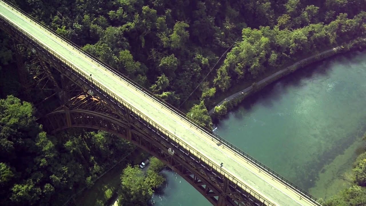 Aerial Drone video of the bridge - Paderno D'Adda - Italy