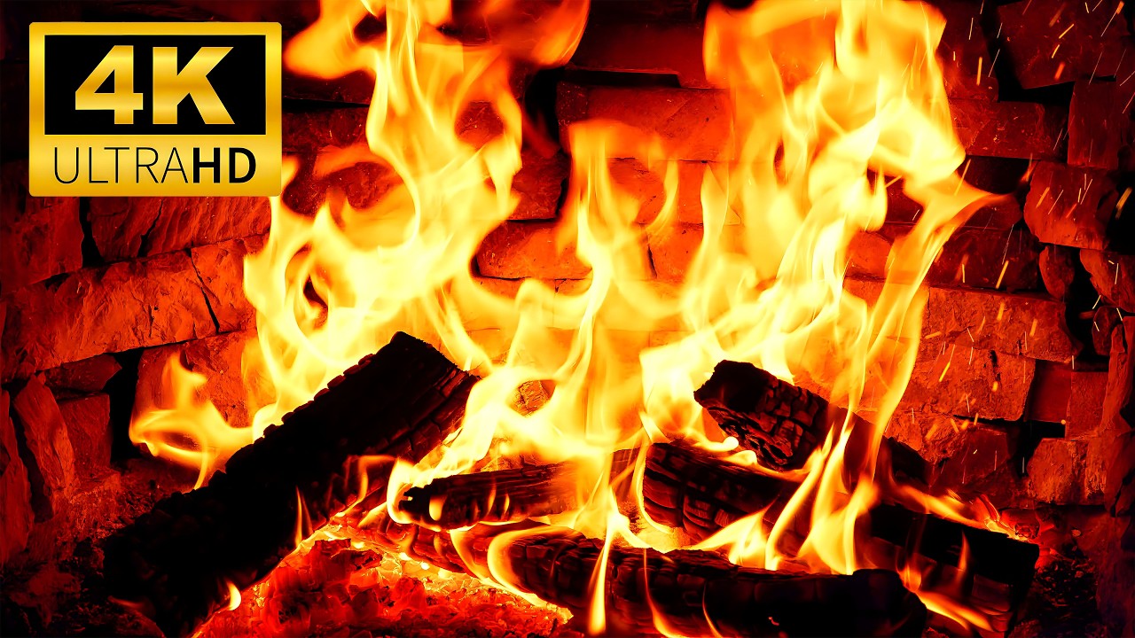 🔥 Super Warm & Relaxing 4K Fireplace 🔥 Burning Fireplace with Crackling Fire Sounds | Cozy Ambience