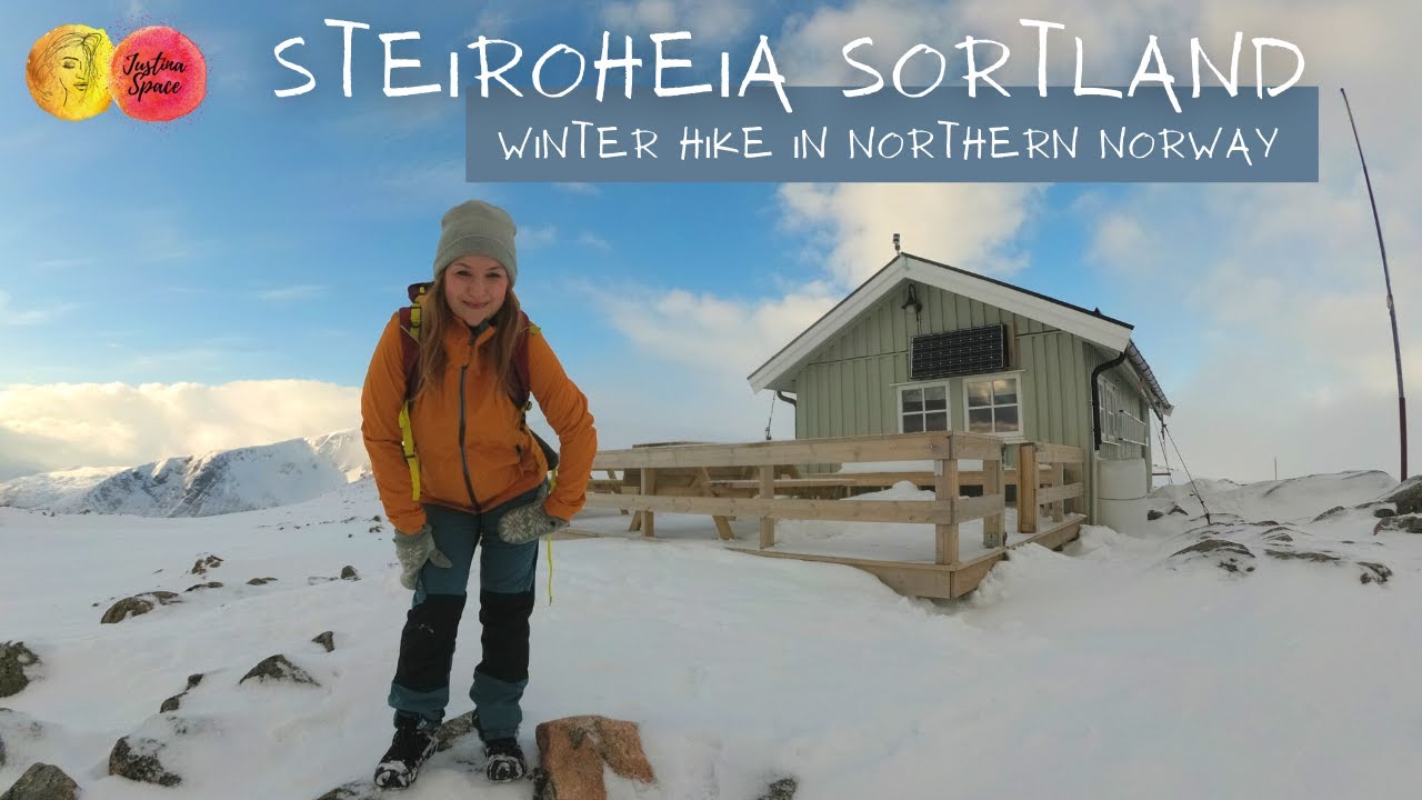 Steiroheia Sortland. Winter hike in Northern Norway. Vesterålen.