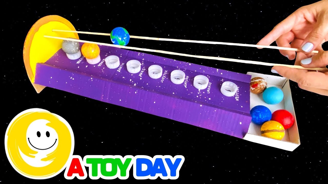 DIY Cardboard ROLL THE PLANET GAME | Solar system planets order STICK game | Kids 8 Planets Project