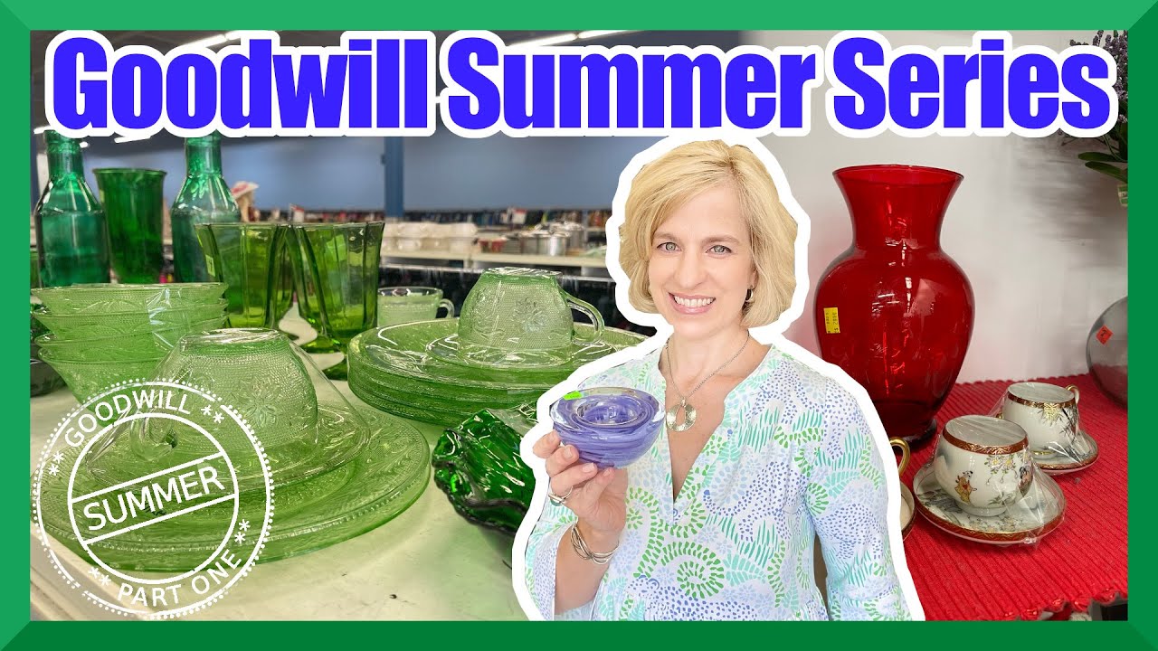 Goodwill Summer Thrifting! First stop is full of vintage glass, jewelry, and Chinoiserie tea cups.