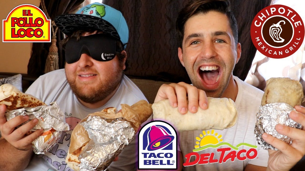 BURRITO + BLINDFOLD FASTFOOD CHALLENGE! (GUESS THE RESTAURANT!)