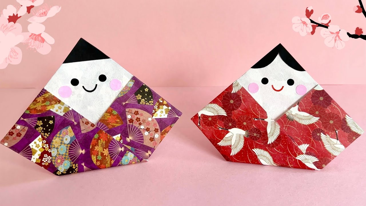 折り紙 1枚で超簡単 可愛い ひな祭り お雛様 折り方 Origami Hinamatsuril Hina doll 雛人形 ひなまつり おひなさま Paper Craft DIY