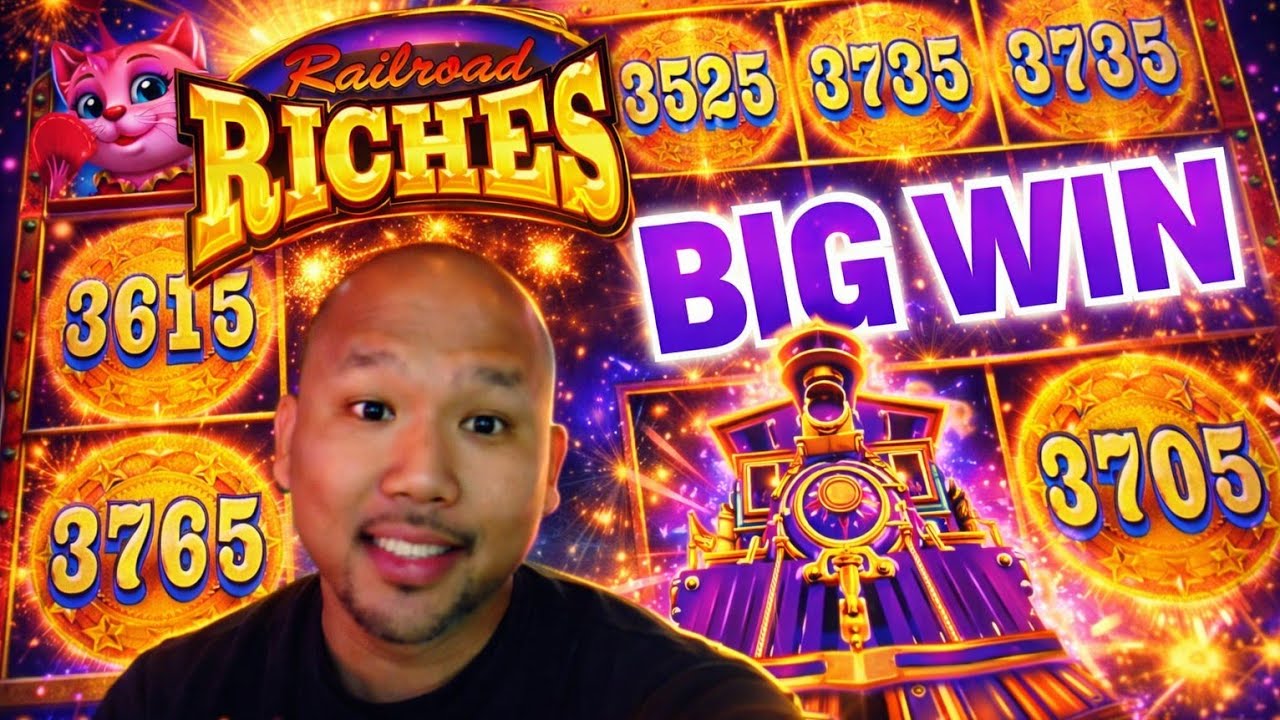 PURPLE TRAIN HAYWIRE Brought a BIG WIN on New Railroad Riches Slot Machine!!