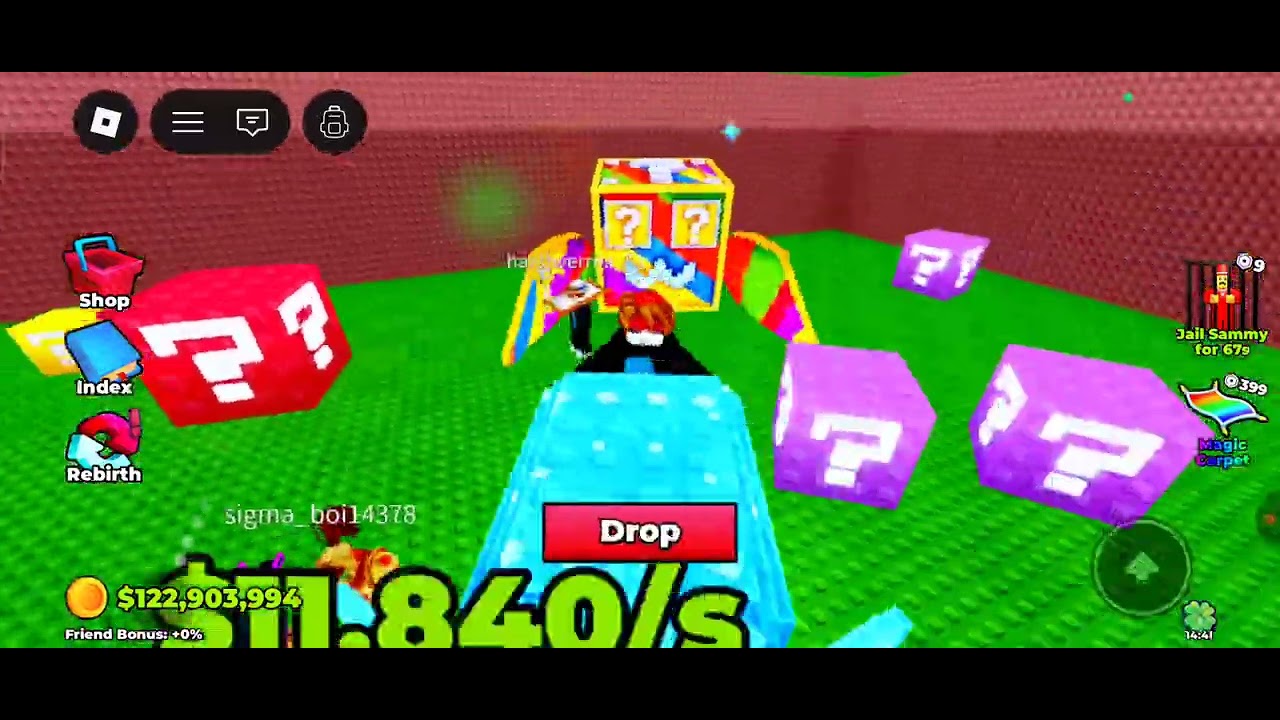Playing escape tsunami and break the lucky block 