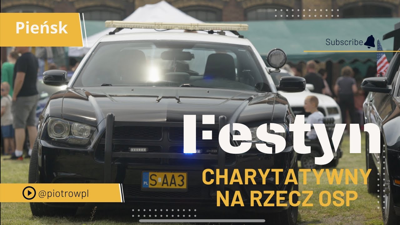 Festyn charytatywny na rzecz OSP  Pieńsk [ 4K, dron, Pieńsk, Dodge, Mustang, Police, American Cars ]