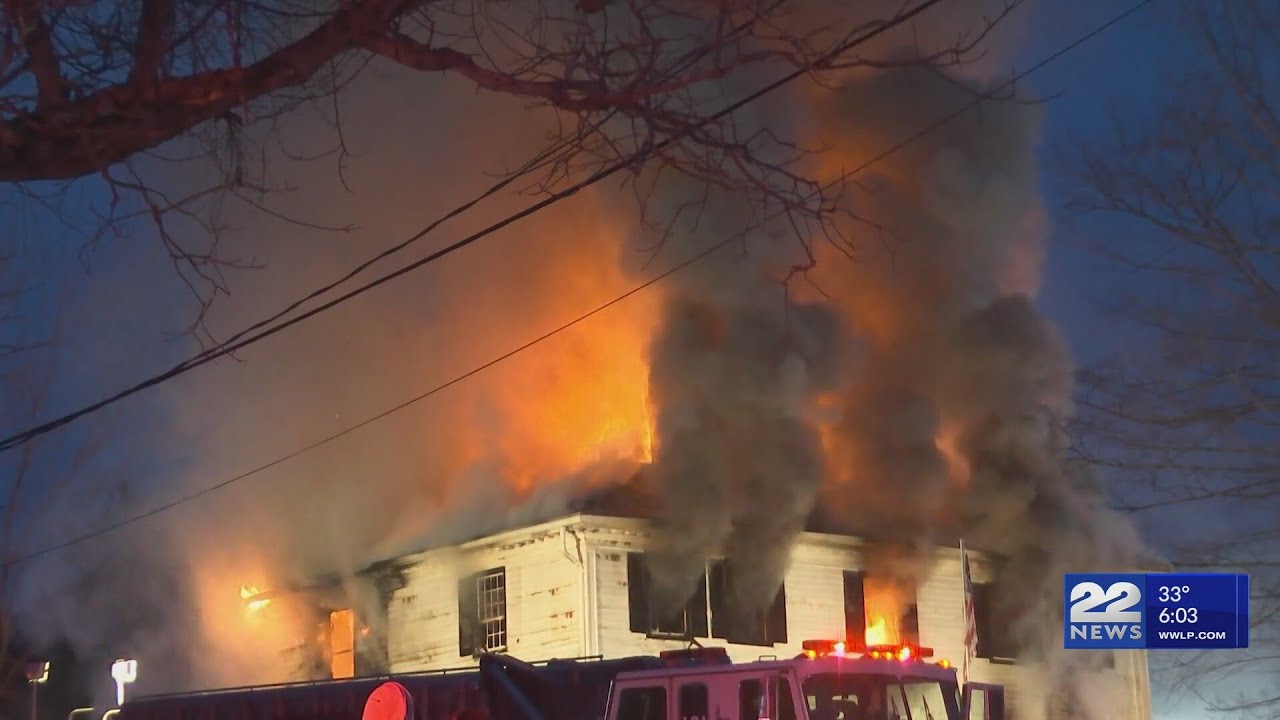Three-alarm fire destroys Monson home