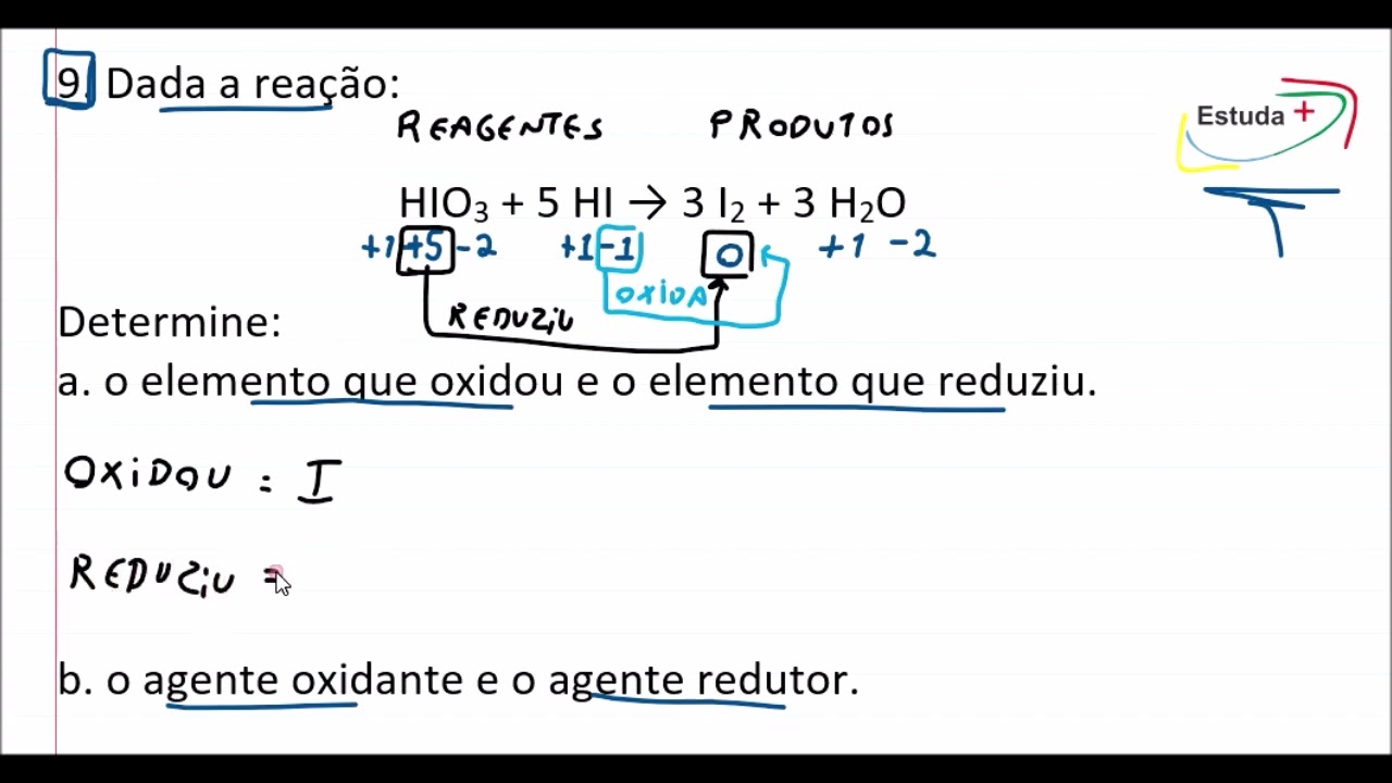 Calculando o Nox para descobrir: A substância que reduz, oxida, o agente reduto e o agente oxidante