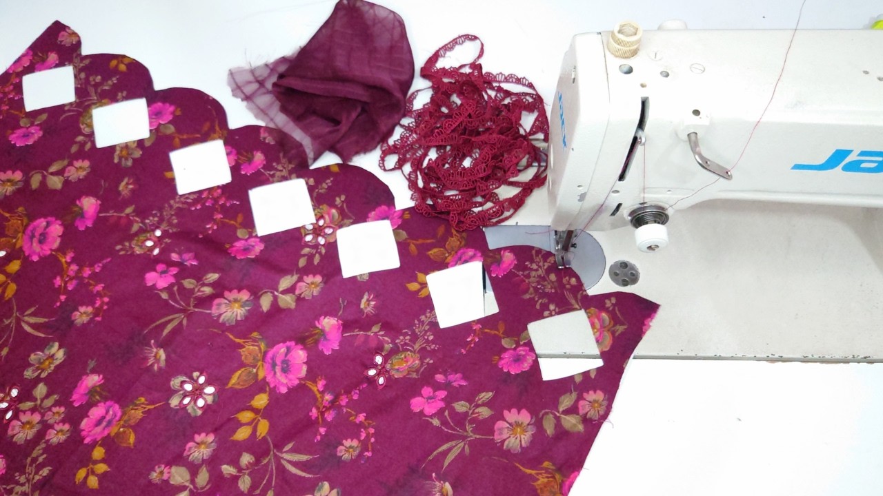 Latest daman designing | daman design with lace | organza daman design stitching