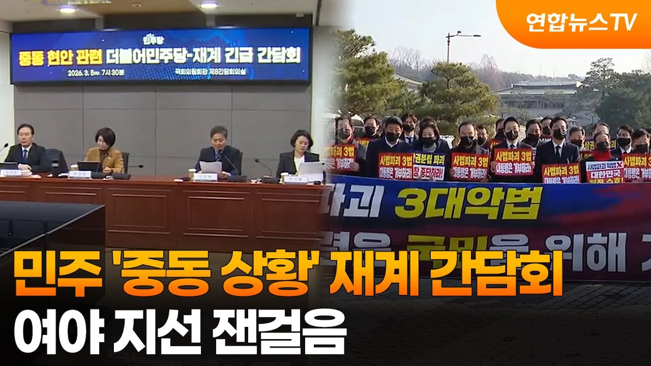 민주 '중동 상황' 재계 간담회…여야 지선 잰걸음 / 연합뉴스TV (YonhapnewsTV)