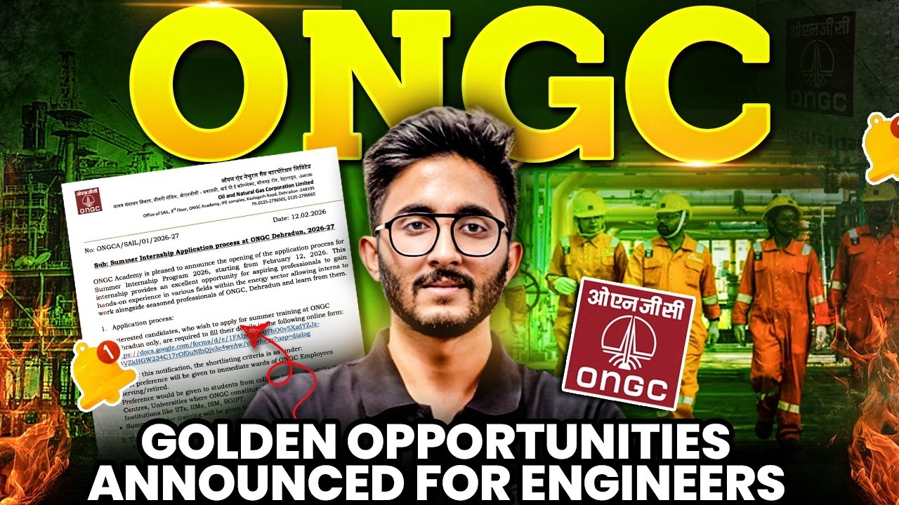 ONGC Summer Internship 2026 | Golden Opportunity Announced For Engineers