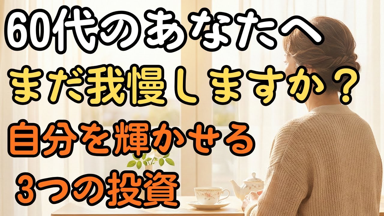 もう我慢しなくていい｜60代から自分を輝かせる「最高の自己投資」3選