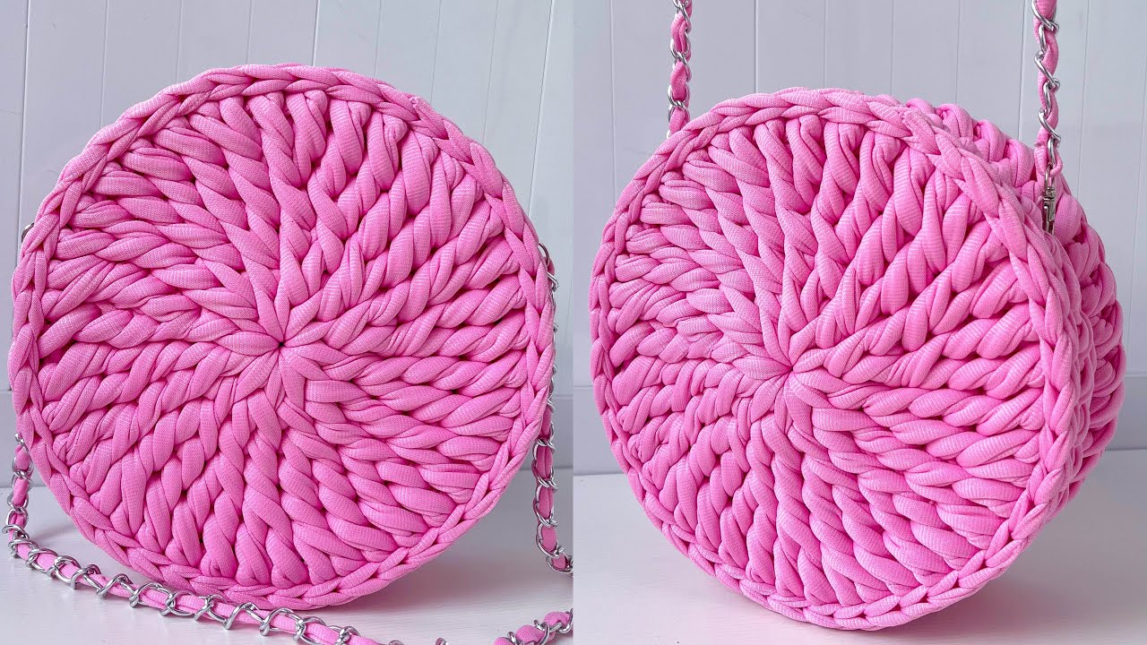 COMO FAZER BOLSA DE CROCHÊ REDONDA COM PONTO TORCIDO - BOLSA REDONDA FÁCIL