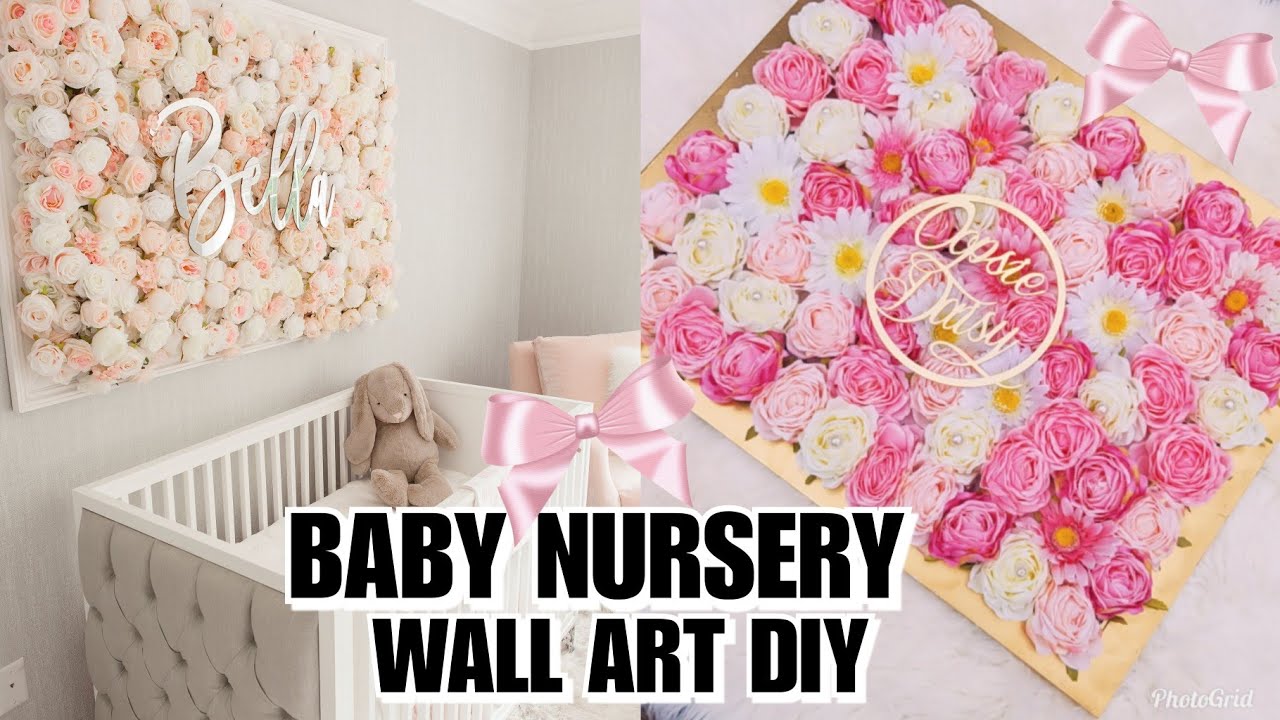 DIY: BABY NURSERY FLORAL WALL DECOR | EASY & CHEAP IDEAS FOR BABY GIRL ROOM! BABY SHOWER GIFT 👶🏽💕