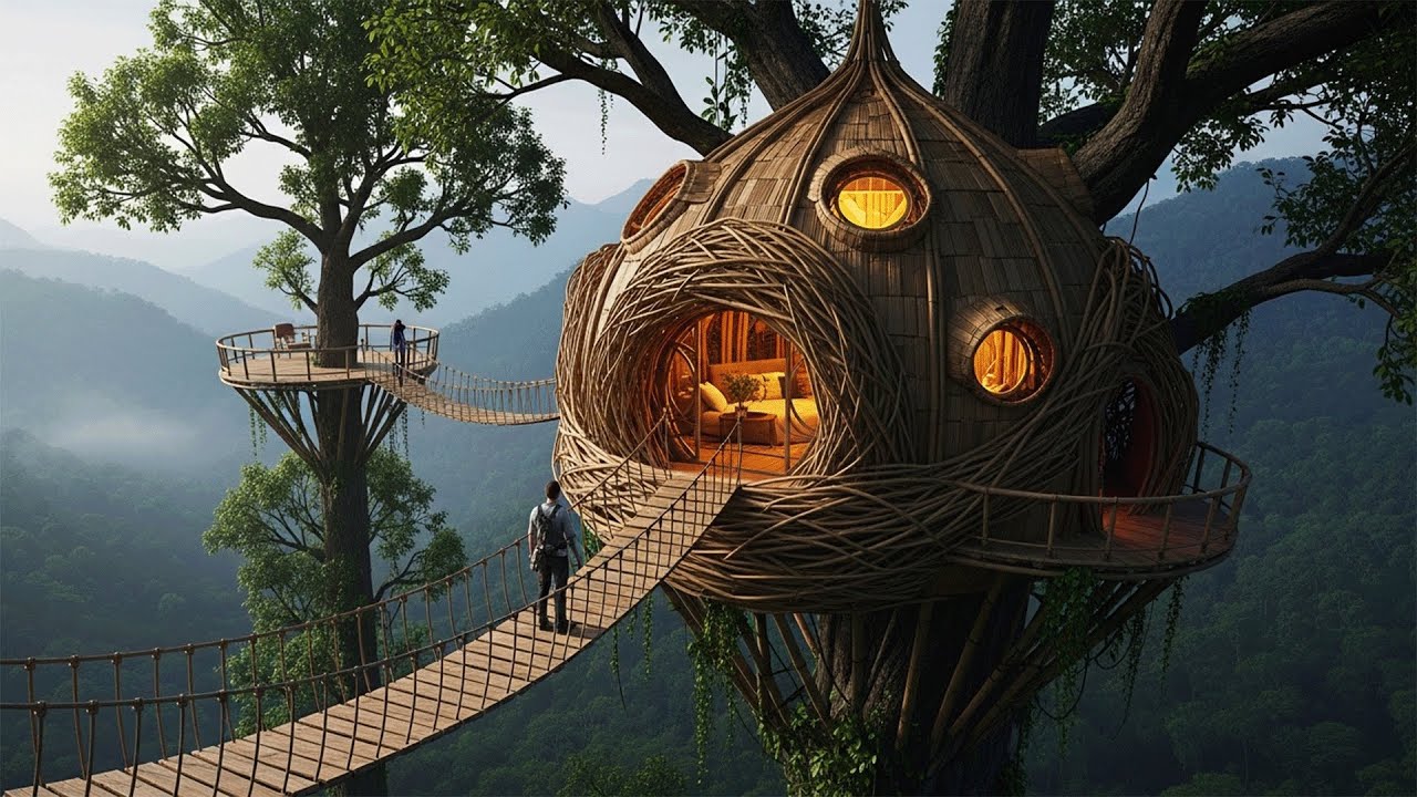 120 Days Building a Giant Bamboo Treehouse  Jungle Survival Life