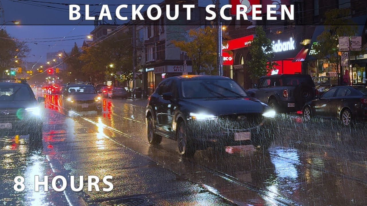 The Best Heavy Rain and Street Traffic Video for Sleep - 8 Hour Sleep Sounds - Urban Windows