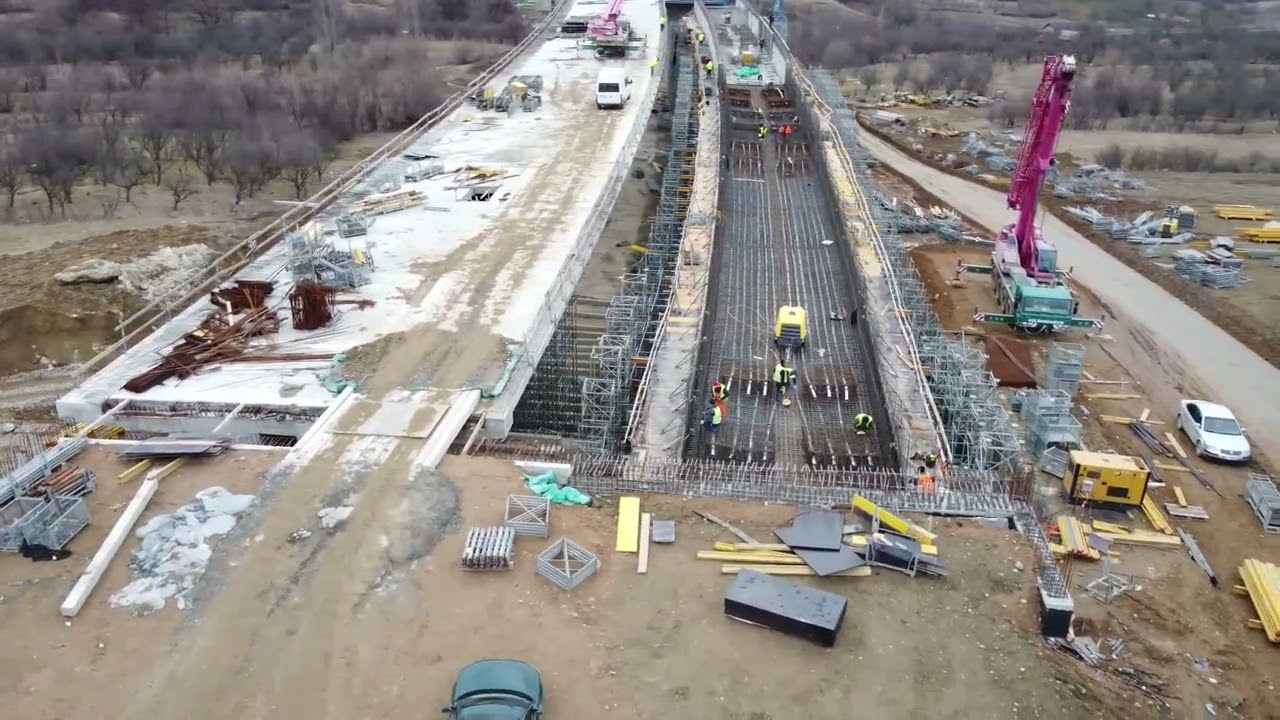 Autostrada A1 Sibiu Pitești lot1 Sibiu Boița Viaductul Tălmăcel filmat în 22 02 2022