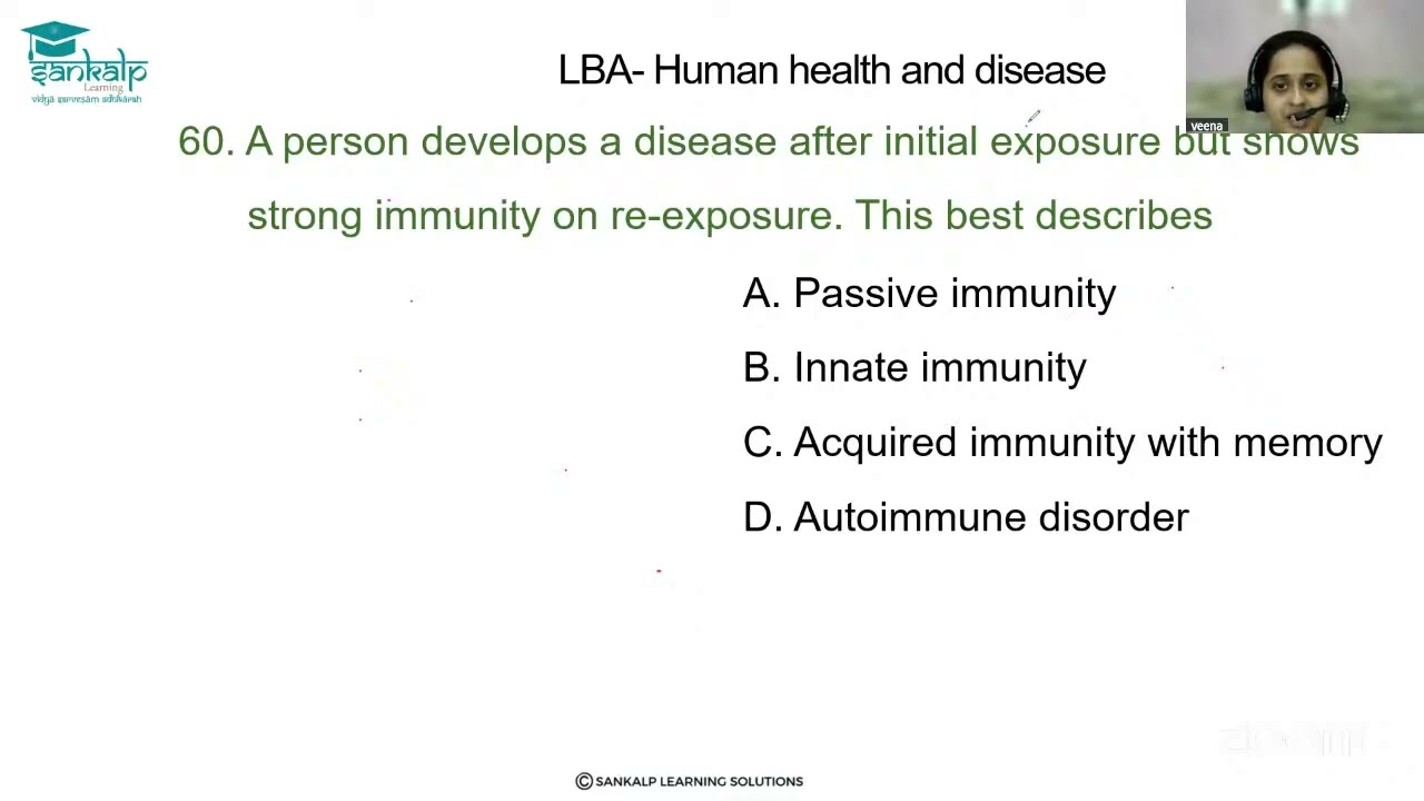 LBA KCET   Biology   Human Health & Disease   MCQ 60