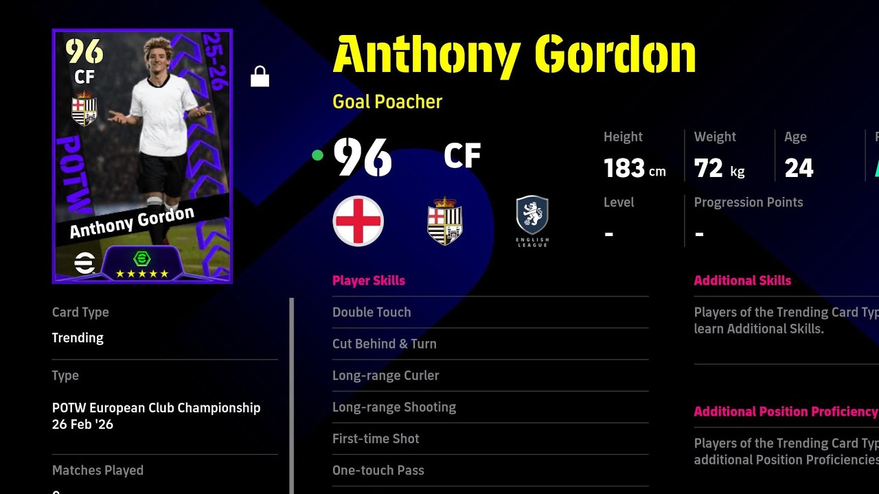 eFootball New Goal Poacher Anthony Gordon Diving Header 😤