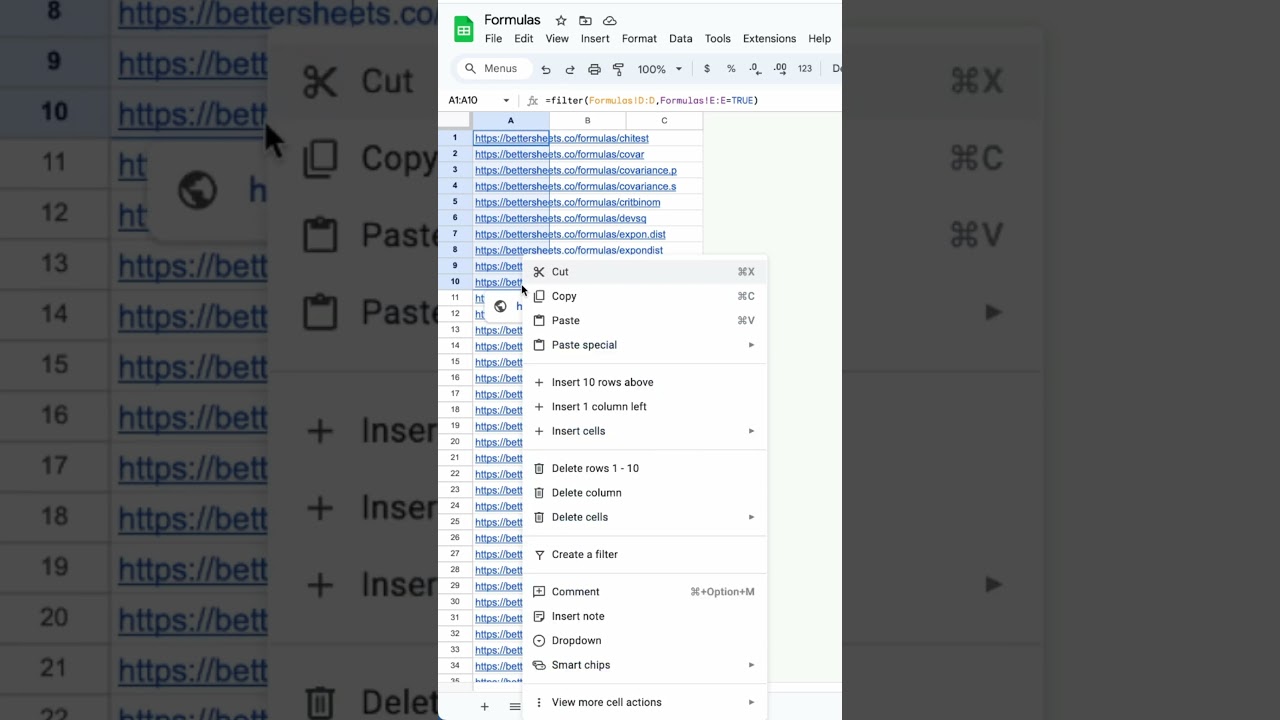 Как открыть несколько ссылок в Google Таблице