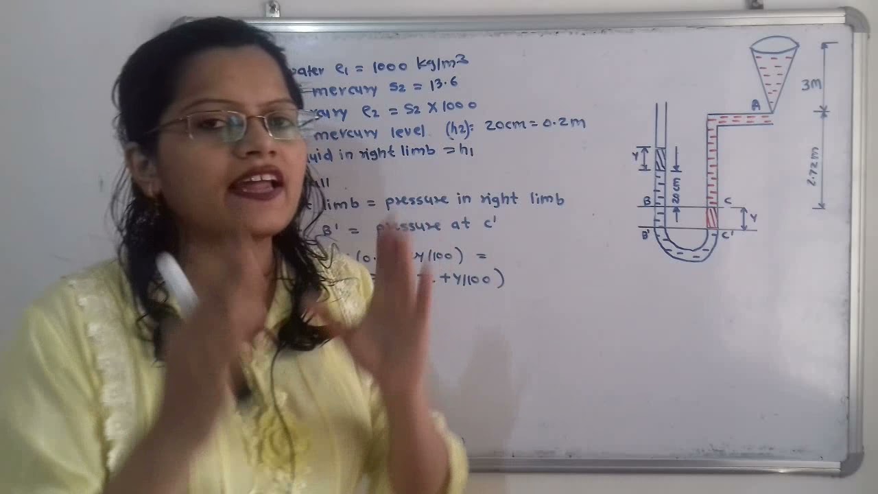 Problem 4 on  U tube  manometer with vessel/ pressure and its measurement