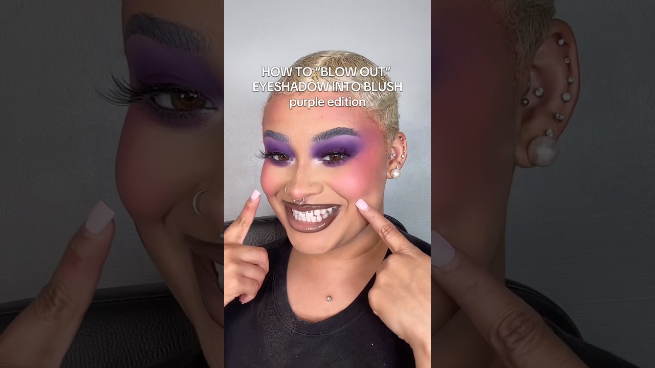 BLENDING PURPLE EYESHADOW INTO BLUSH #purpleeyeshadow #purplemakeup #blushcombo