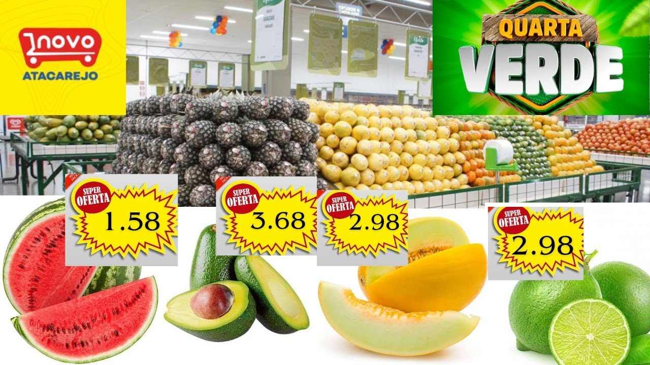 Novo atacarejo ofertas de frutas e verduras mel&atilde;o melancia batata inglesa alho cebola abacate