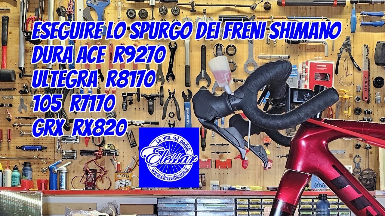 Come eseguire lo spurgo dei freni Shimano strada e gravel delle famiglie a 12 velocità.