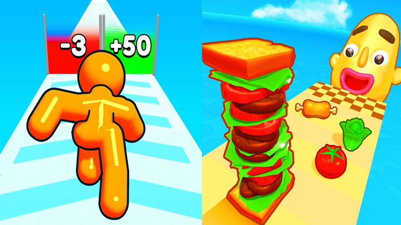 Sandwich Runner vs Tall Man Run 😊 Hard Levels Challenge Walkthrough Gameplay Ep279