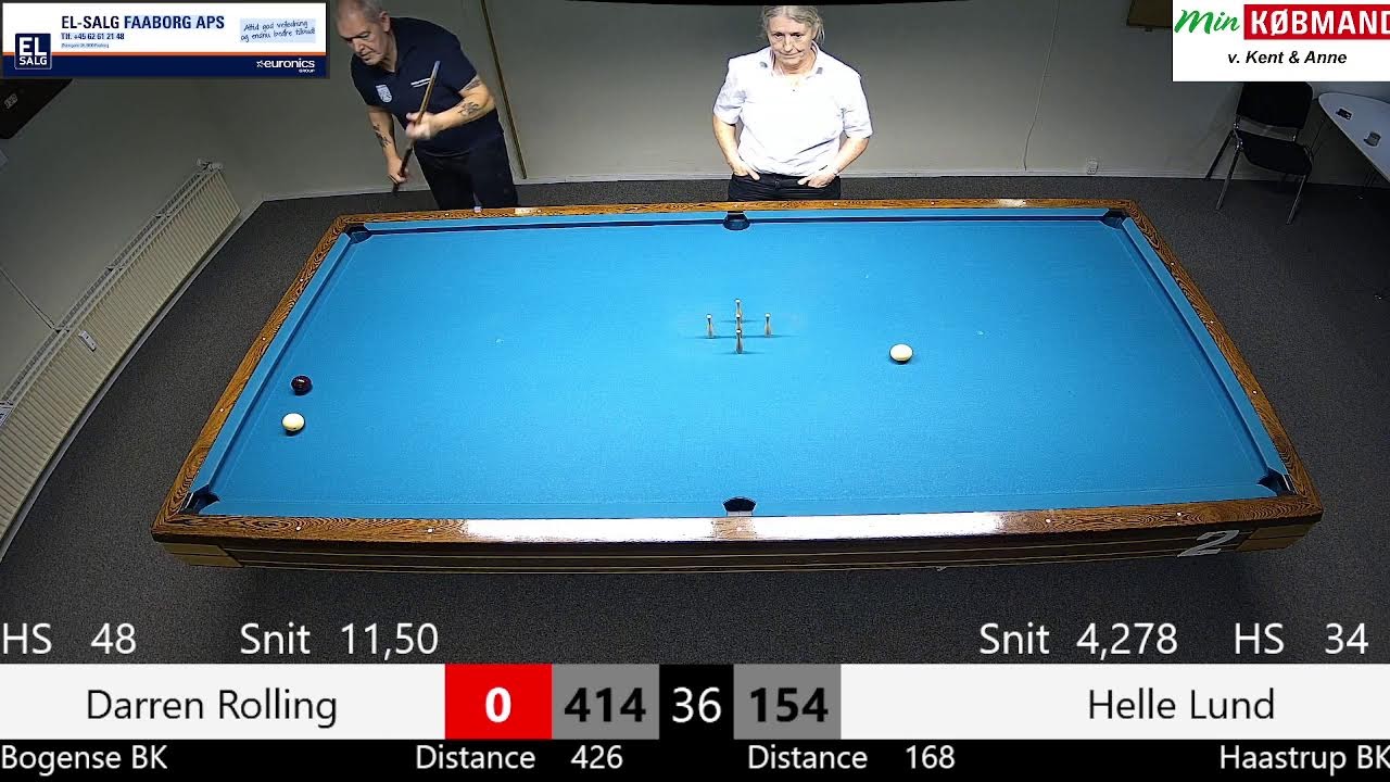 Håstrup Billard serie 3 bord 2 mod Bogense