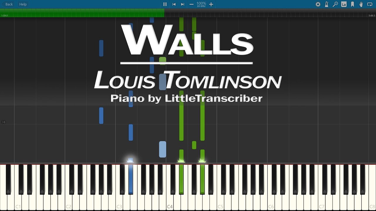 Louis Tomlinson - Walls (Piano Cover) Synthesia Tutorial by LittleTranscriber