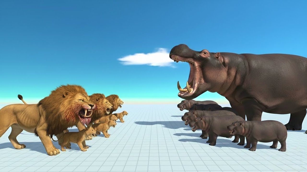 Lions🦁 vs Hippo🦛 - animal revolt battle simulator ARBS 😱🔥