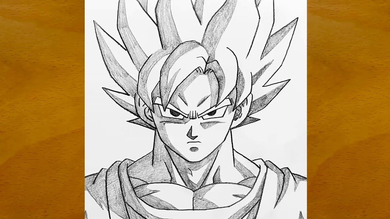 Как нарисовать лицо Сон Гоку (DBZ) | Рисование аниме для начинающих