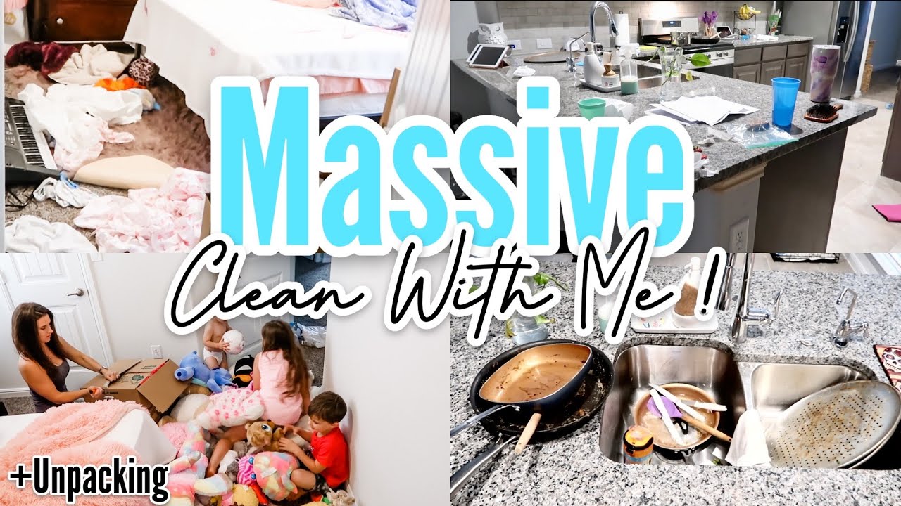MASSIVE CLEAN WITH ME // COMPLETE DISASTER CLEAN WITH ME // UNPACK, CLEAN, LAUNDRY, + DECLUTTER