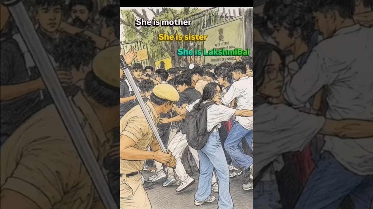 Brave girl stand in front of police#cockroachjantaparty #protestnews #protest #students #spportme