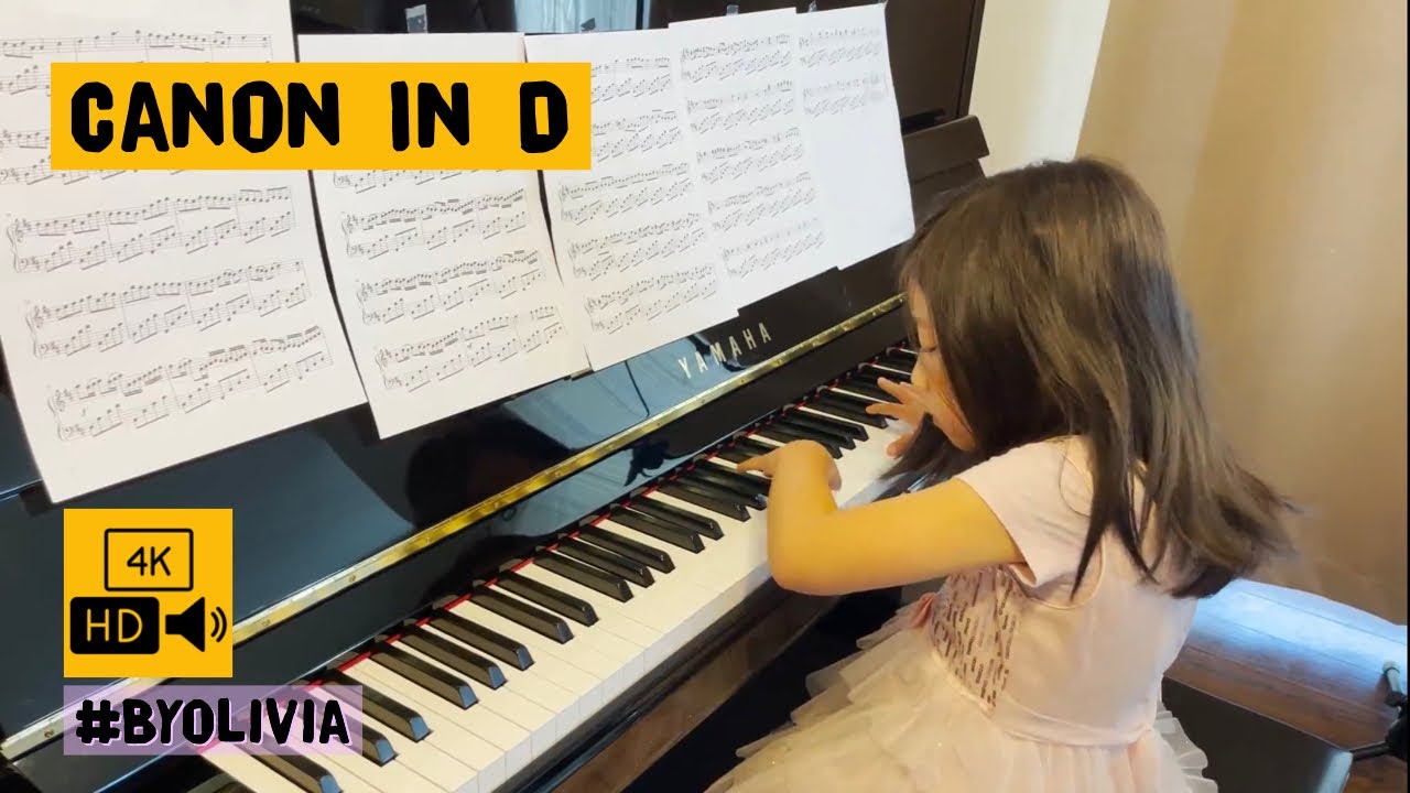 Canon In D (Pachelbel's Canon) Acoustic Piano Solo, 6 Sheets, 6 Minutes, 6 Y.O. #ByOlivia