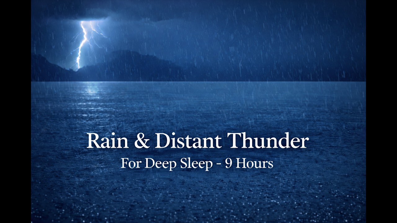 Rain & Distant Thunder for Deep Sleep (9 Hours) | Calm Night Rain Sounds