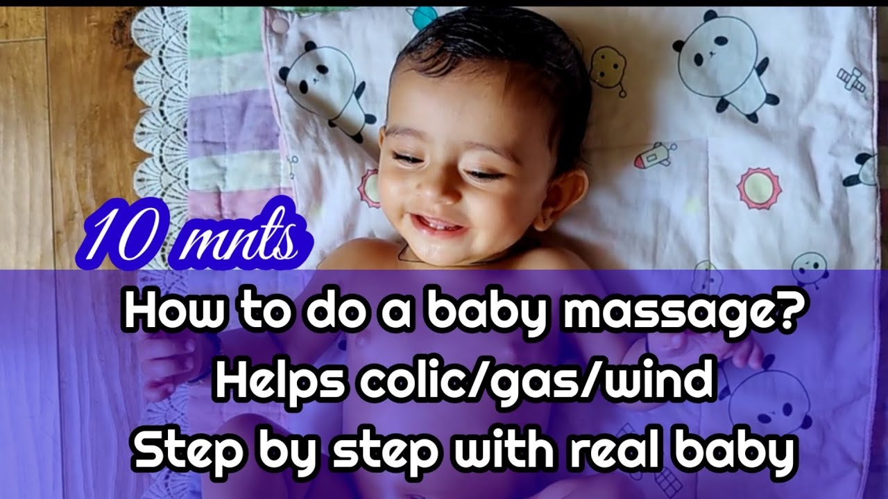 How to do baby massage, guide with real baby, newborn 1m+ Help to solve gas wind indigestion & colic