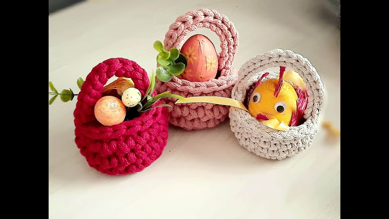 Mini koszyczek wielkanocny na szydełku/Crochet mini Easter basket