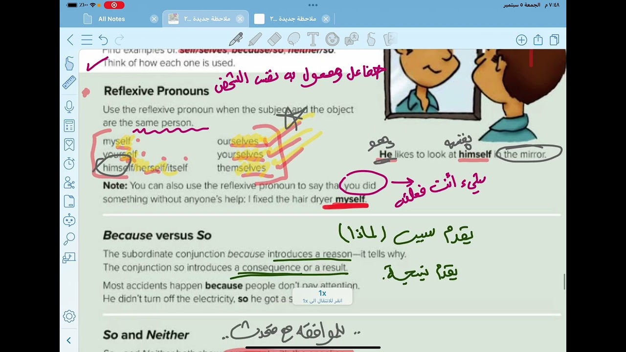 شرح الضمائر  المنعكسة Reflexive pronouns 📌