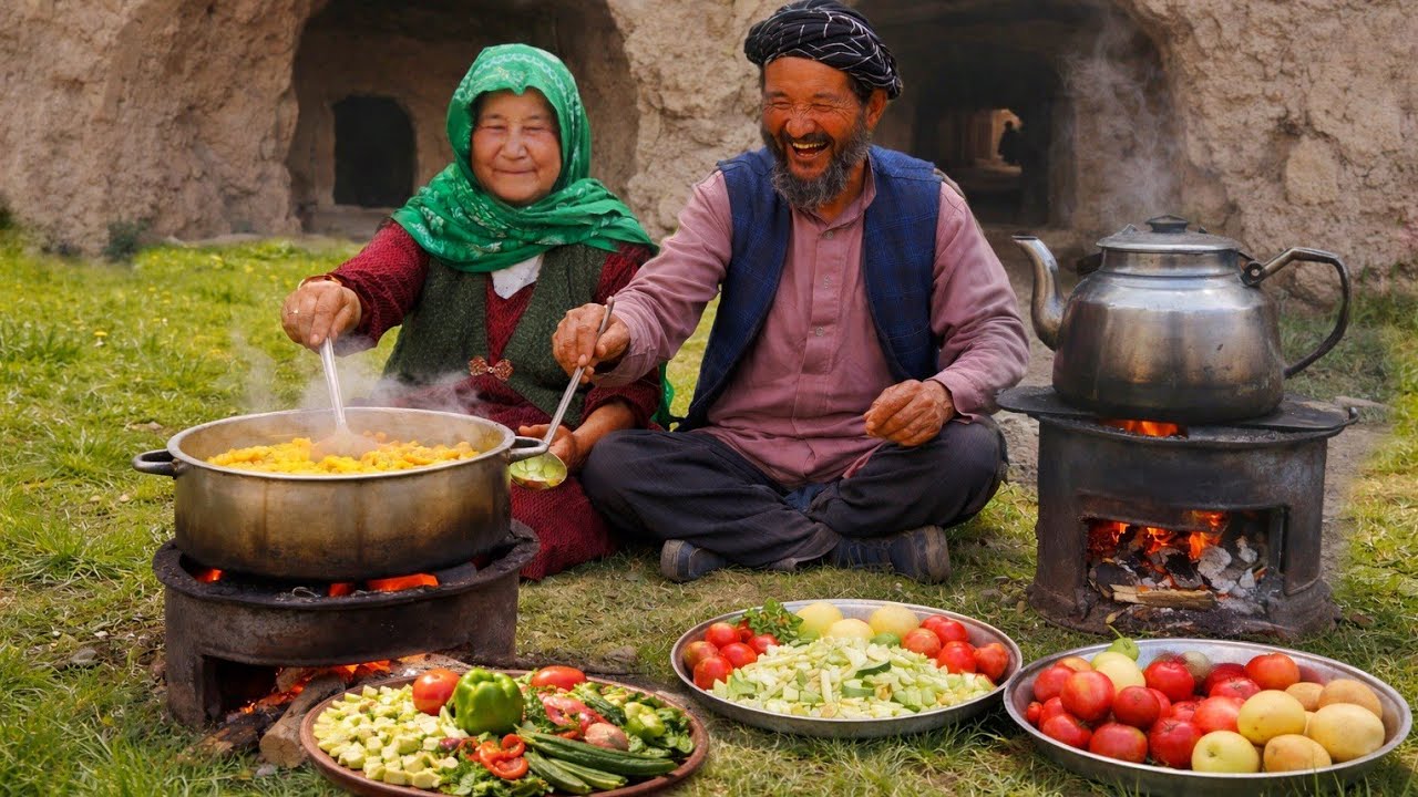 Traditional life in cave: Delicious afghani vegetable recipe|Village life in mountain