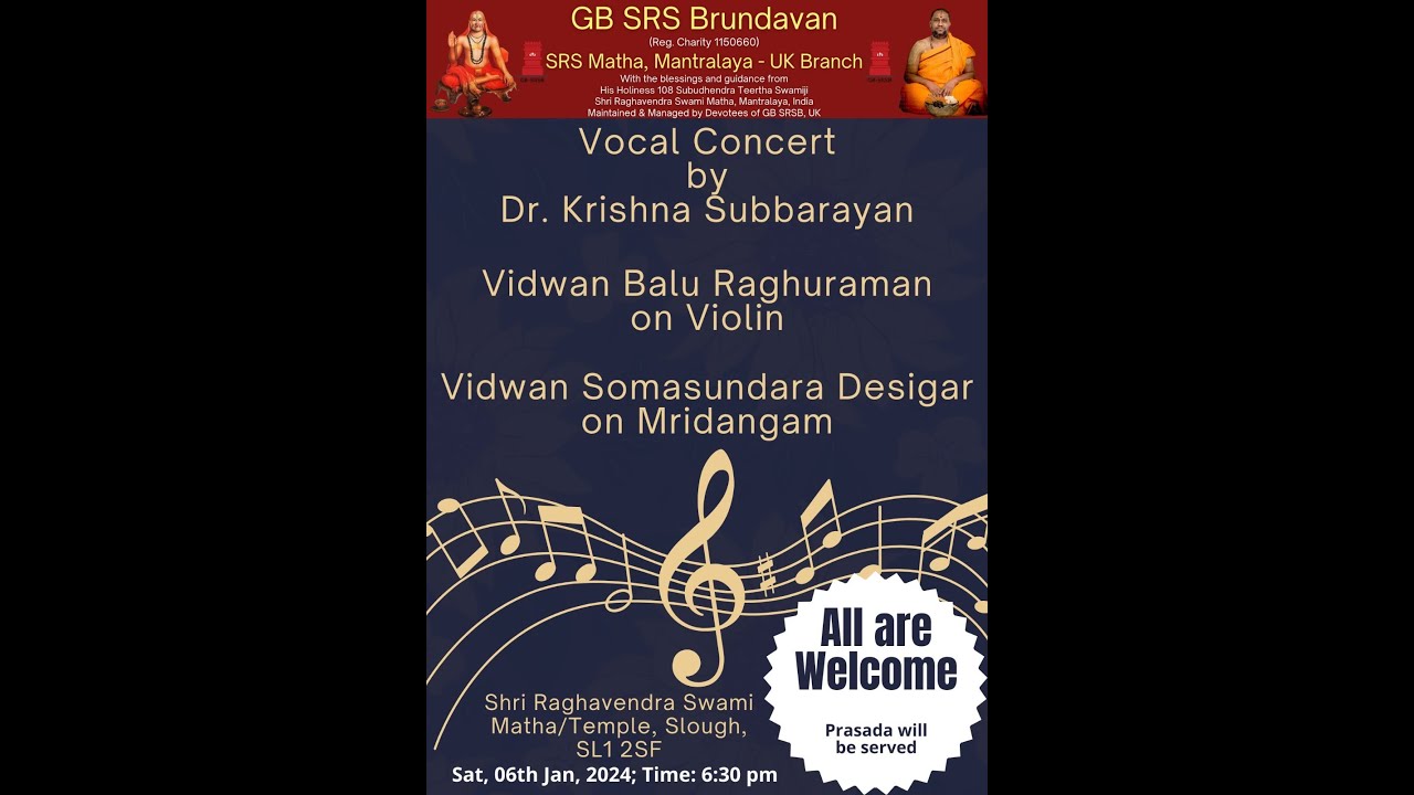 Marghazhi/Dhanurmasa Masa Concert 2024, Carnatic Vocal by  Dr. Krishna Subbarayan & Team