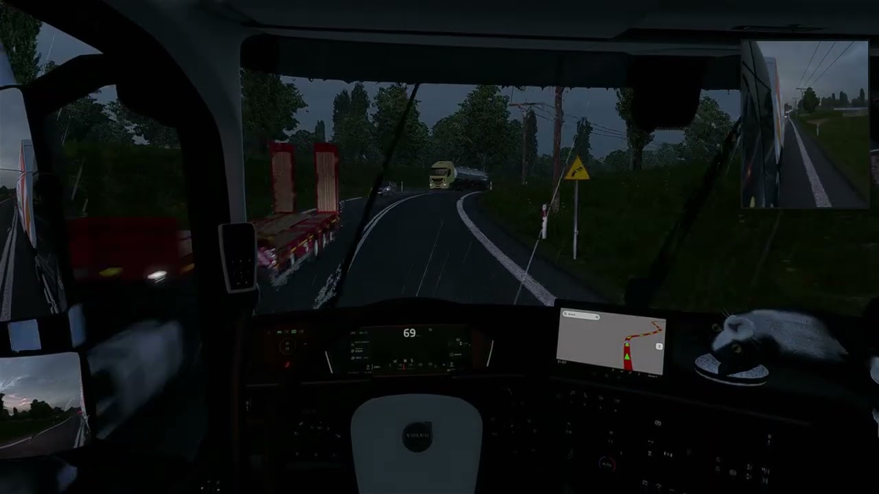 ETS2 Poland DLC: Realistic Night Delivery to Olsztyn 🌧️🌙 Storm on the Road! 🚛