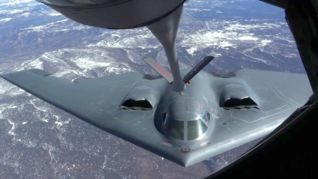 KC-135 Stratotanker Refueling B-2 Spirit Stealth Bomber