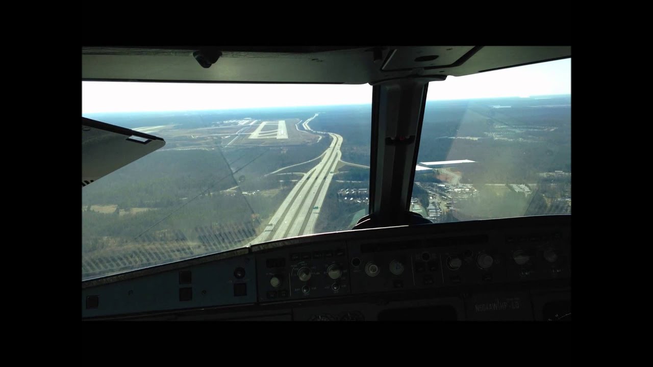 A320 Jumpseat View -  Landing CLT RY 18R January 2014