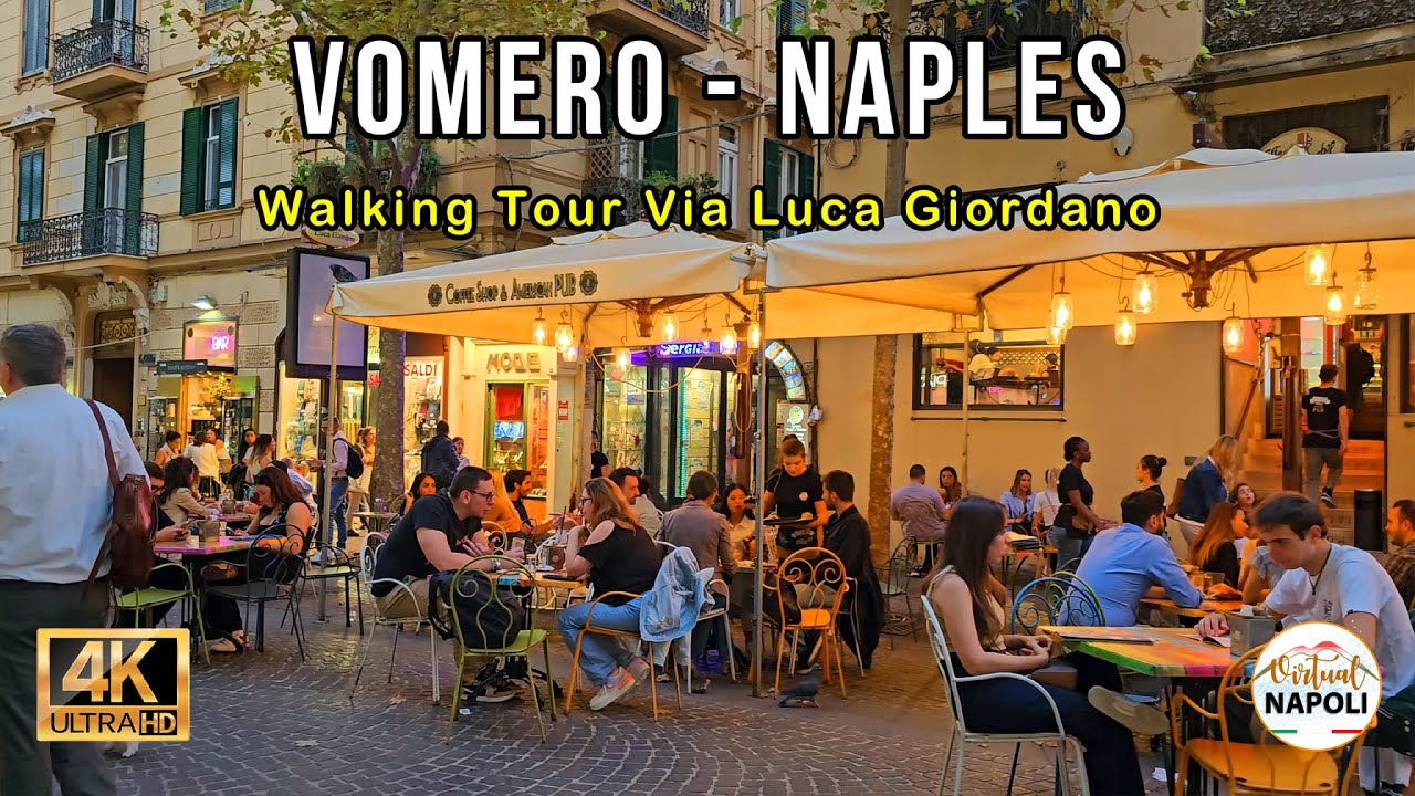 Walking Tour Napoli at Night Via Luca Giordano Vomero Italy Street for Dinner & Enjoy 4K
