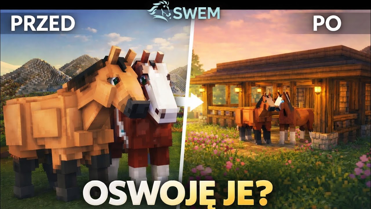 BUDUJĘ STAJNIĘ DLA DZIKICH KONI W MINECRAFT! Mod SWEM Survival