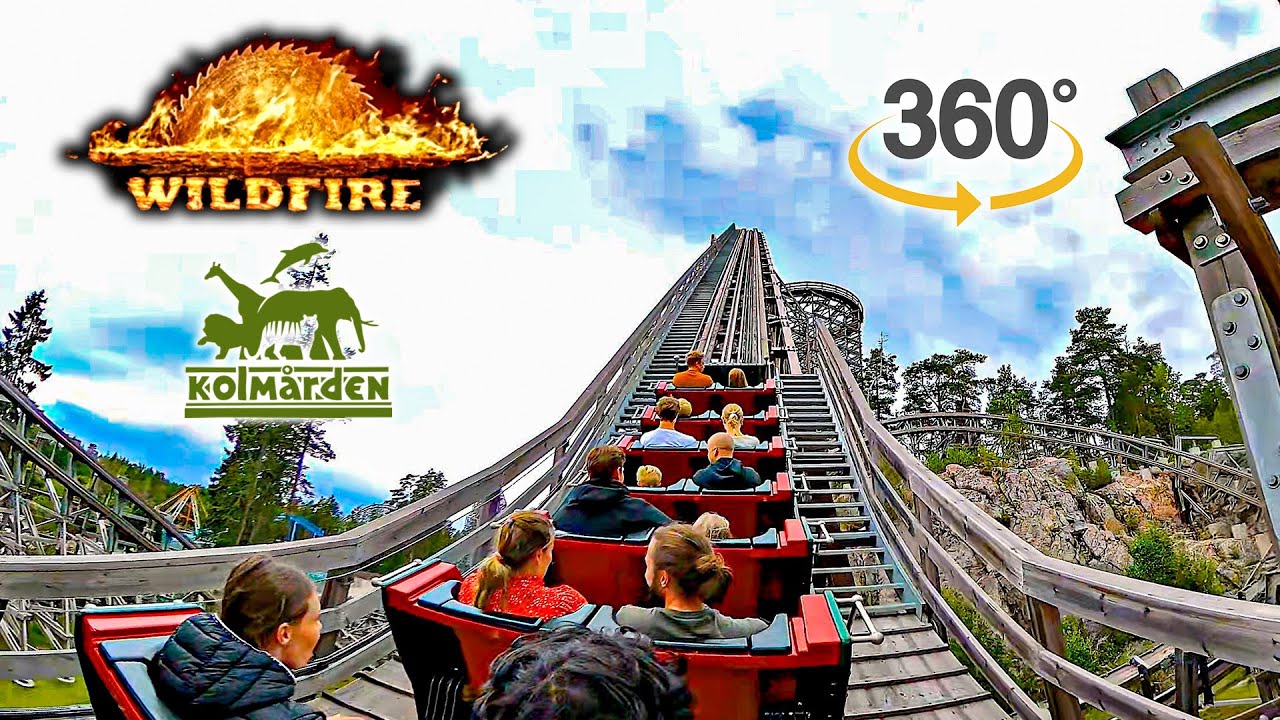 VR360 Wildfire Roller Coaster On Ride POV Kolmården Wildlife Park Sweden 2023 08 12