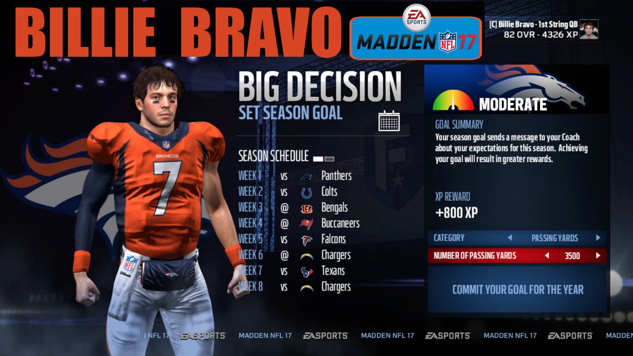 Madden NFL 17 - Billie Bravo (QB) Career Mode EP1 - Creation & Week 1 vs Panthers